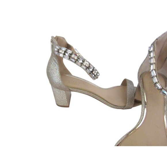 Jewel Badgley Mischka Lydia Gold Embellished Block Heel Sandals Size 8M - Picture 3 of 7